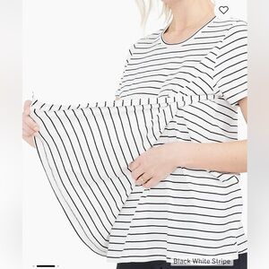 HATCH The Maternity Luxe Nursing Friendly Tee Striped 0 small